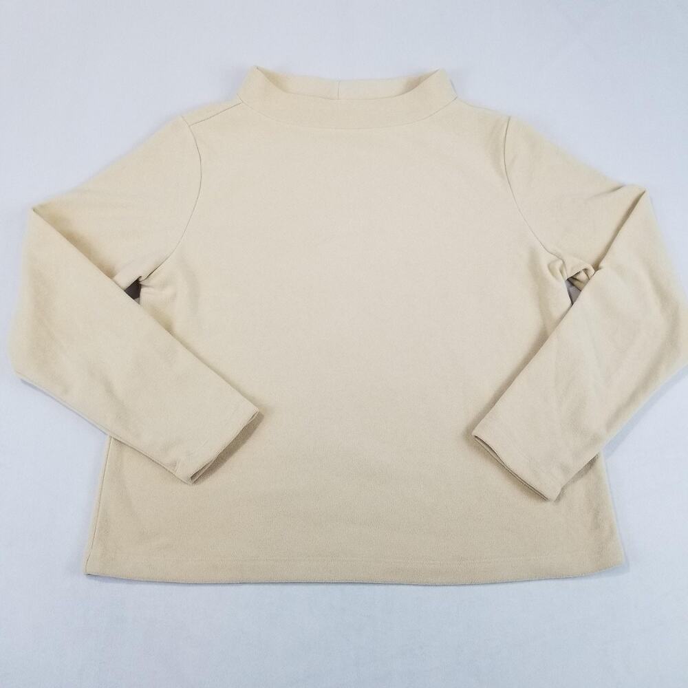 Dudley Stephens Top Womens XL Beige Fleece Mock Neck Long Sleeve Pineapple Logo